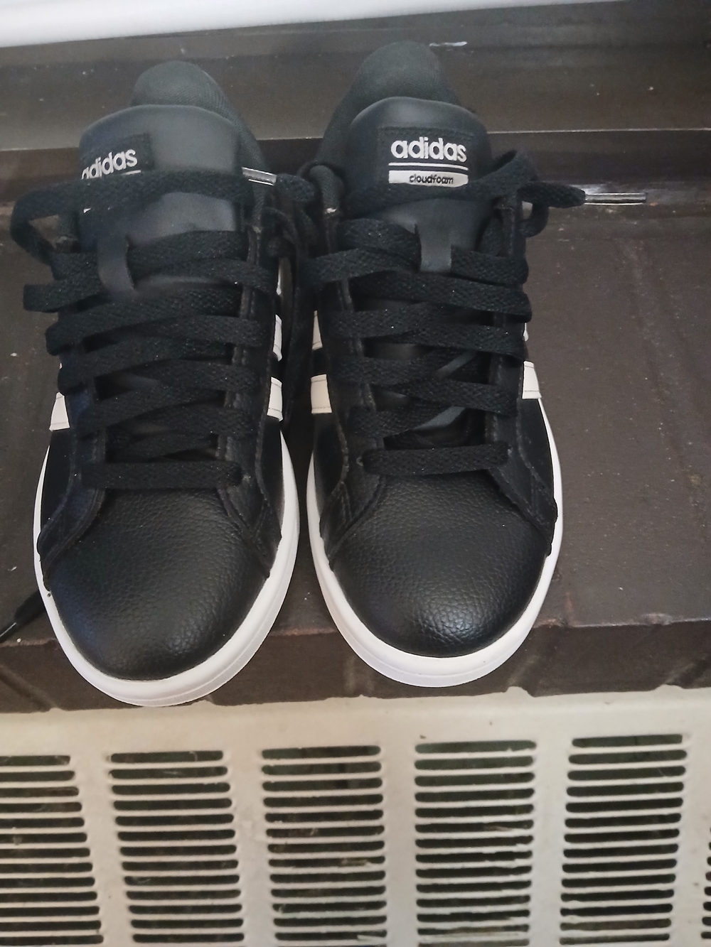 Adidas Black Cloudfoam Low-Top Sneakers with White Soles